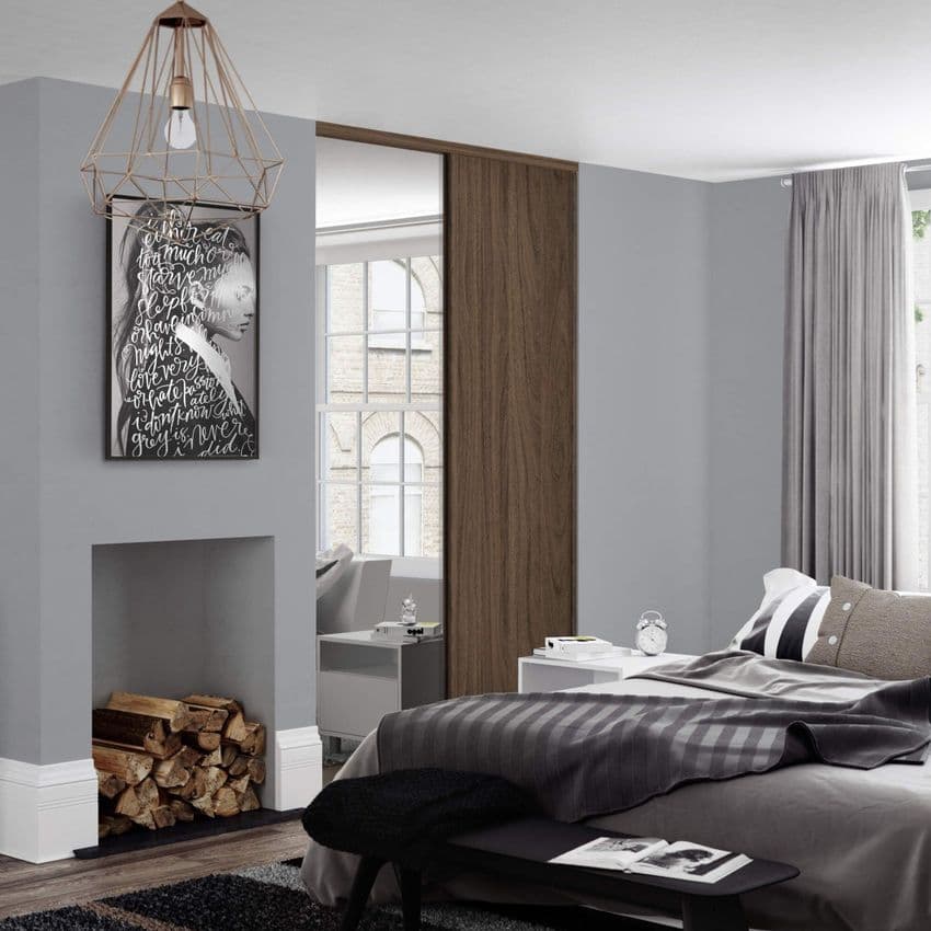 Classic Carini walnut frame and track kit: 1x 762mm Panel / 1x mirror- opening width 1489mm