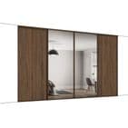 Classic Carini walnut frame and track kit: 2x 610mm Panel / 2x mirror- opening width 2370mm