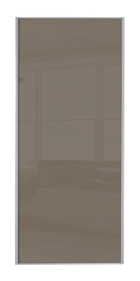 Classic Single panel, Silver frame/ Cappuccino glass panel door