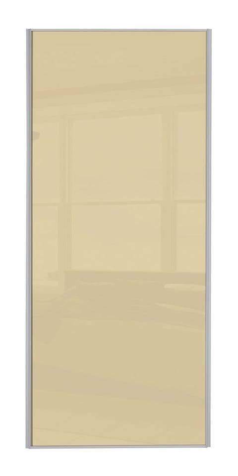 Classic Single panel, Silver frame/ Cream glass panel door