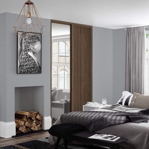 Shaker Carini walnut frame and track kit: 1x 762mm Panel / 1x mirror- opening width 1449mm