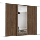 Shaker Carini walnut frame and track kit: 2x 914mm Panel / 1x mirror- opening width 2592mm