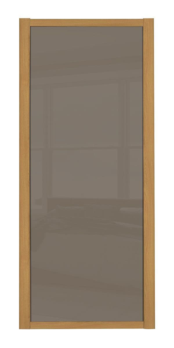 Shaker Sliding Wardrobe Door- OAK FRAME- CAPPUCCINO GLASS SINGLE PANEL
