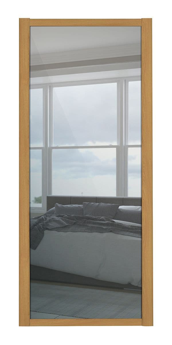 Shaker Sliding Wardrobe Door- OAK FRAME- MIRROR SINGLE PANEL