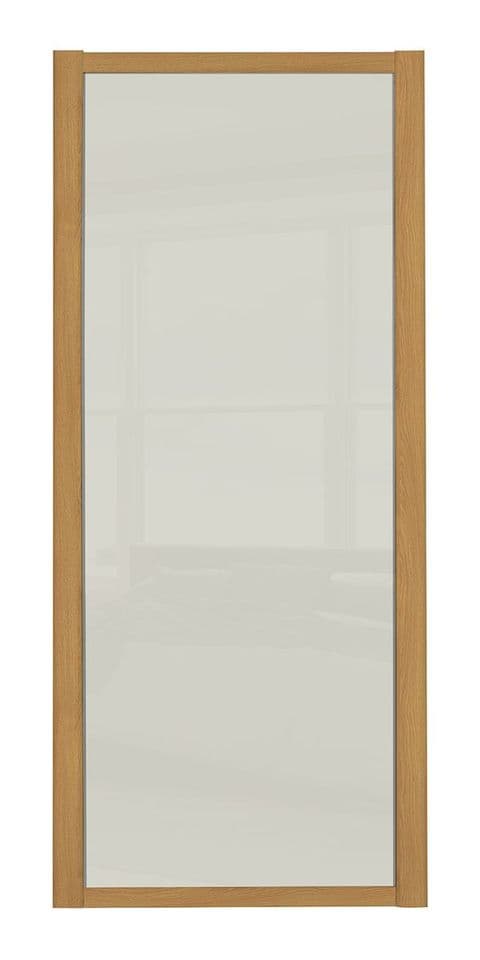 Shaker Sliding Wardrobe Door- OAK FRAME- SOFT WHITE SINGLE PANEL