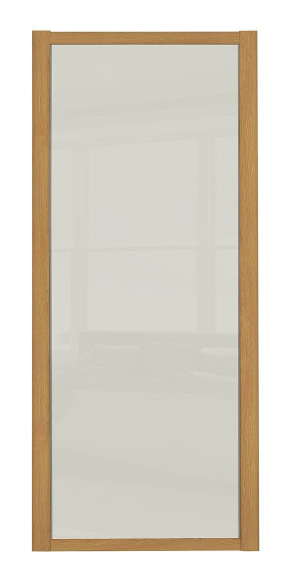 Shaker Sliding Wardrobe Door- OAK FRAME- SOFT WHITE SINGLE PANEL