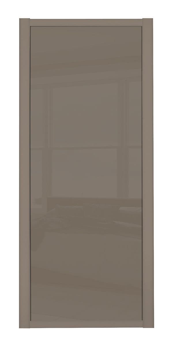 Shaker Sliding Wardrobe Door- STONE GREY FRAME- CAPPUCCINO GLASS SINGLE PANEL (1)