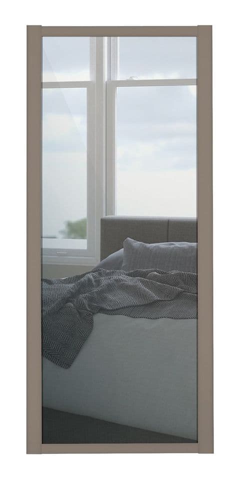 Shaker Sliding Wardrobe Door- STONE GREY FRAME- MIRROR SINGLE PANEL