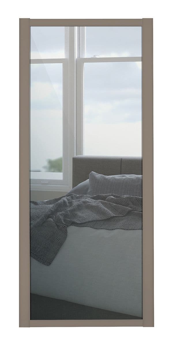 Shaker Sliding Wardrobe Door- STONE GREY FRAME- MIRROR SINGLE PANEL