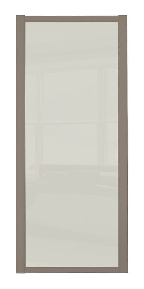 Shaker Sliding Wardrobe Door- STONE GREY FRAME- SOFT WHITE SINGLE PANEL