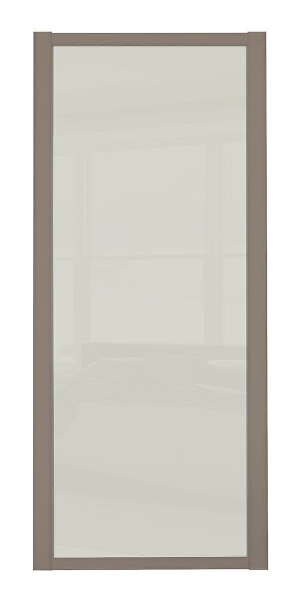 Shaker Sliding Wardrobe Door- STONE GREY FRAME- SOFT WHITE SINGLE PANEL