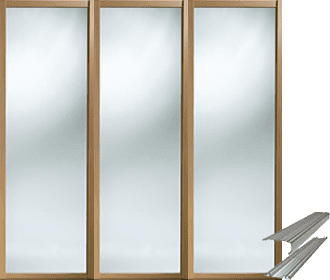 SHAKER OAK FRAMED SLIDING MIRROR DOORS AND TRACKS