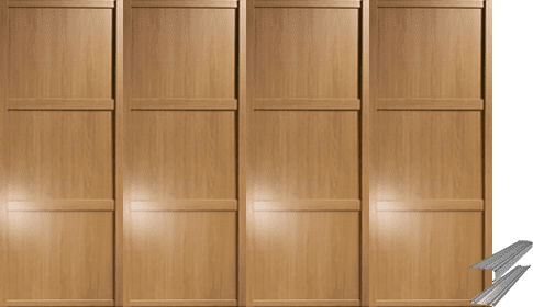 OAK SLIDING WARDROBE DOORS AND TRACKS