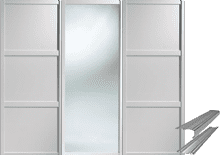 SHAKER WHITE AND MIRROR DOOR SLIDING WARDROBE 3 DOOR KIT