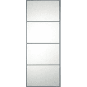 SILVER FRAME MIRROR SLIDING WARDROBE DOOR 4 PANEL 914mm (36")