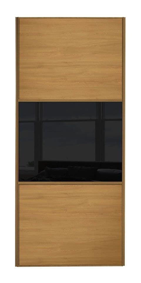Wideline sliding wardrobe door, Oak frame, Oak-Black-Oak