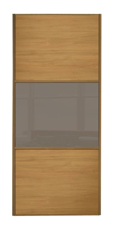 Wideline sliding wardrobe door, Oak frame, Oak-Cappuccino-Oak
