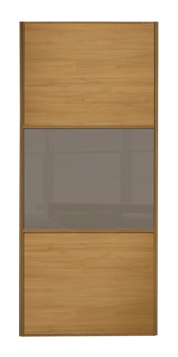 Wideline sliding wardrobe door, Oak frame, Oak-Cappuccino-Oak