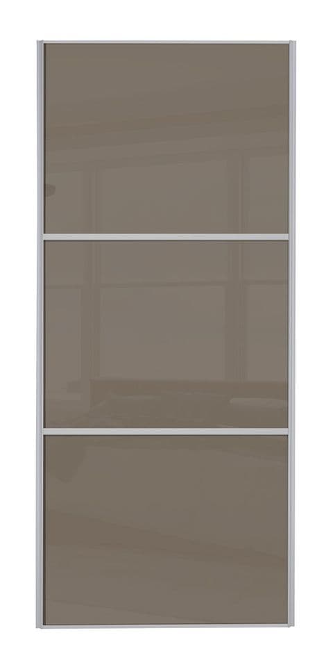 Wideline sliding wardrobe door, Silver frame/ Cappuccino glass