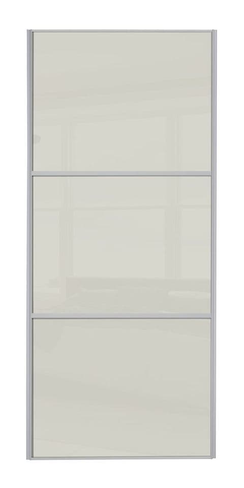 Wideline sliding wardrobe door, Silver frame/ Soft white glass