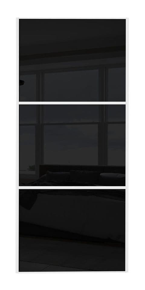 Wideline sliding wardrobe door, White frame/ Black glass