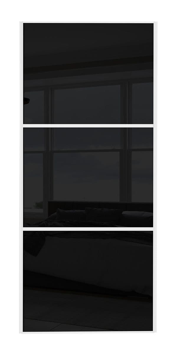 Wideline sliding wardrobe door, White frame/ Black glass