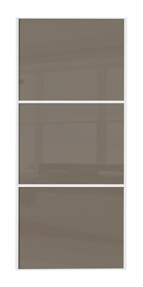 Wideline sliding wardrobe door, White frame/ Cappuccino glass