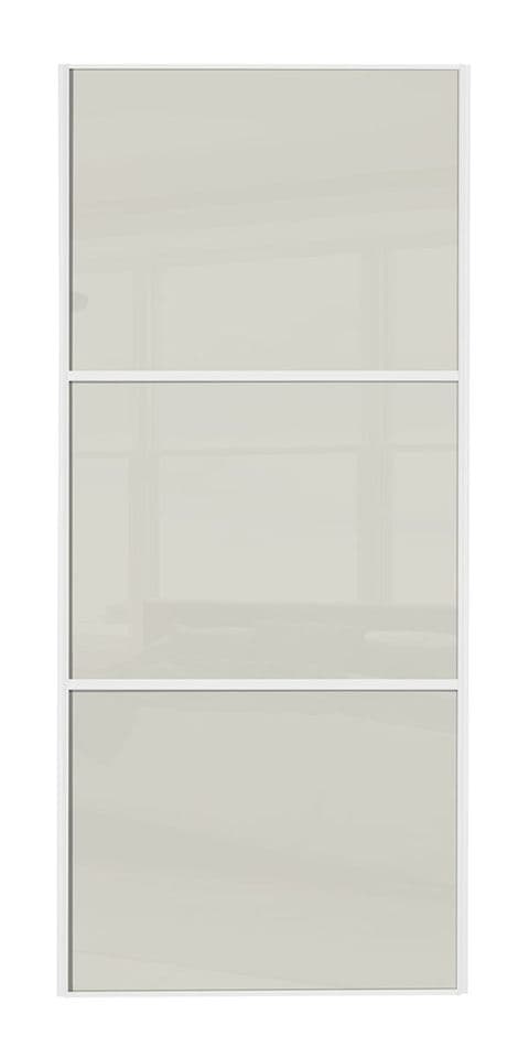 Wideline sliding wardrobe door, White frame/ Soft white glass
