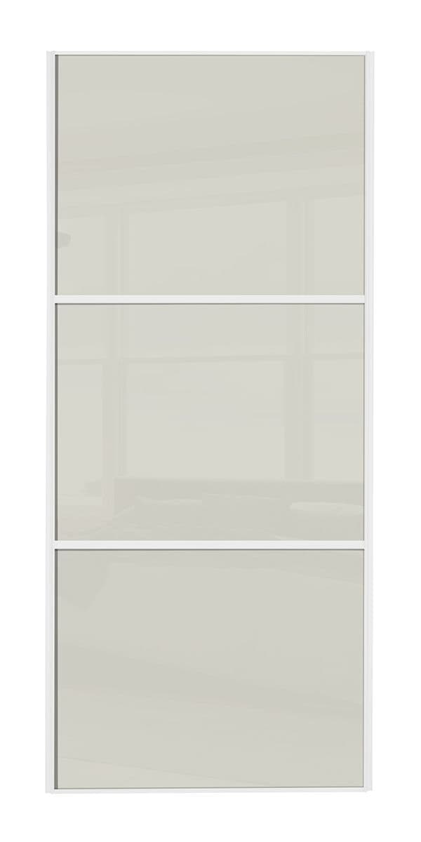 Wideline sliding wardrobe door, White frame/ Soft white glass