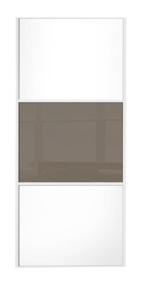 Wideline sliding wardrobe door, White frame, White-Cappuccino-White