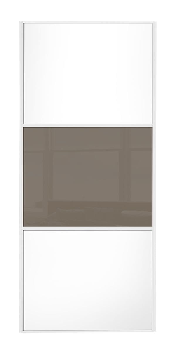 Wideline sliding wardrobe door, White frame, White-Cappuccino-White