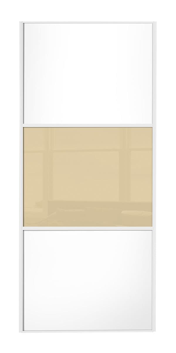 Wideline sliding wardrobe door, White frame, White-Cream-White