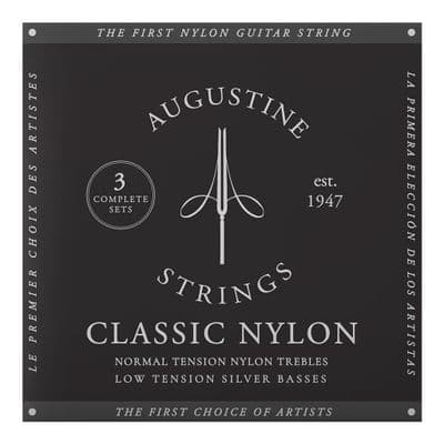 3 Pack Augustine CLASSIC Black Label Low Tension Classical Guitar Strings