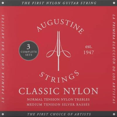 3 Pack Augustine CLASSIC Red Label Medium Tension Classical Guitar Strings
