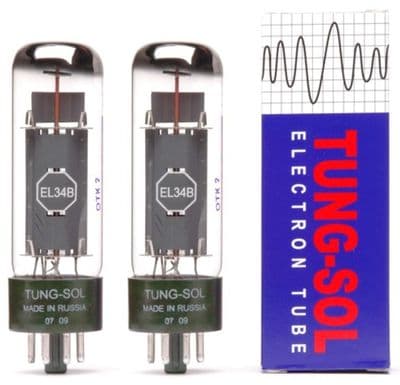 A Matched pair of Tung-Sol EL34B Power Vacuum Tubes / Valves