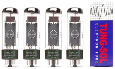 A Matched set of four (4) Tung-Sol EL34B Power Vacuum Tubes / Valves