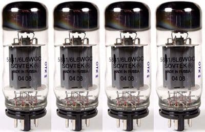 A Matched set of FOUR Sovtek 5881/6L6WGC Power Vacuum Tubes / Valves