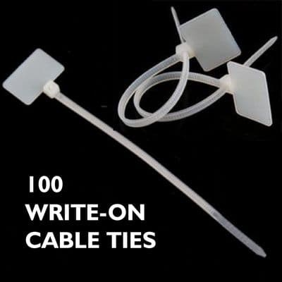A Pack of 100 Cable Ties with Write on labels - Organise your leads and Cables