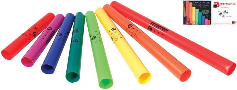 Boomwhackers Power Pack Tubes Set of 8 Tubes 2 Octavator Caps CD and DVD