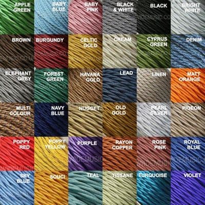 Braided Fabric Twist & Round Electrical Cable COLOUR SAMPLES - Choice of Colours