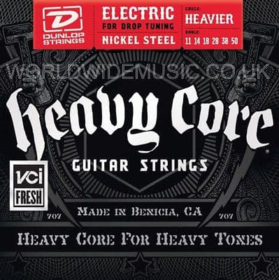 DUNLOP HEAVY CORE ELECTRIC GUITAR STRINGS .011 - .050