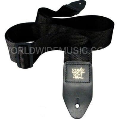 Ernie Ball EB4037 Plain BLACK Poly Webbing Guitar Strap - Fully Adjustable