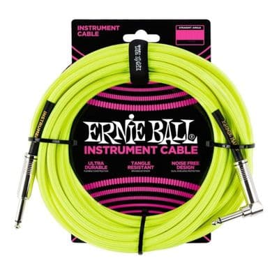 Ernie Ball Neon / Fluorescent Fabric Instrument Cable 10 ft - NEON YELLOW