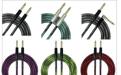 Kirlin Premium Fabric Guitar / Instrument Lead - Choice of 6 Colours