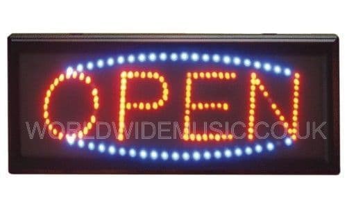 Large Red / Blue LED Window Open Sign With Hanging Kit and power supply
