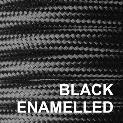 Metal Braided 6 Amp Mains Electrical Cable - BLACK ENAMELLED FINISH