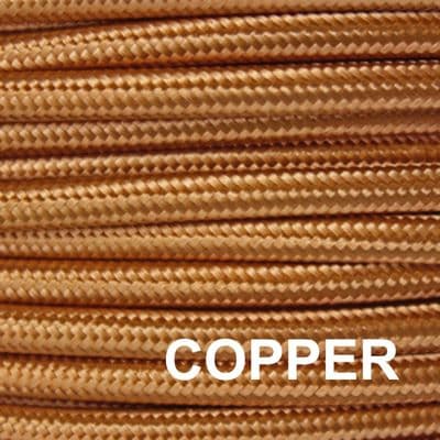 Metal Braided 6 Amp Mains Electrical Cable - COPPER FINISH
