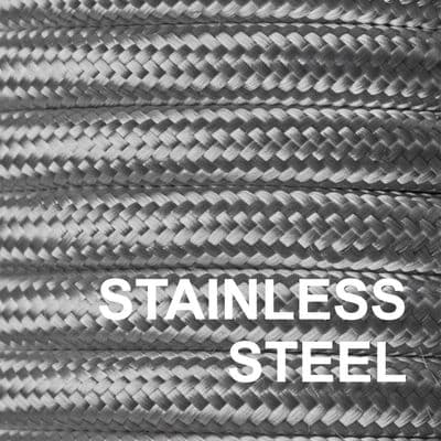 Metal Braided 6 Amp Mains Electrical Cable -  STAINLESS STEEL FINISH