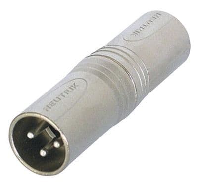 Neutrik NA3MM XLR (Cannon)  - Gender Changer / Adaptor - Male XLR  to Male XLR