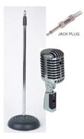 NJD Vintage Style 'Elvis' Retro Microphone with Padded Case & Matching Stand Package